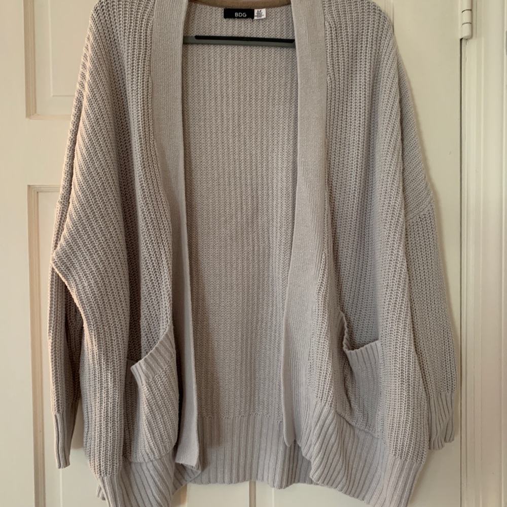 Grey knit warm cardigan.